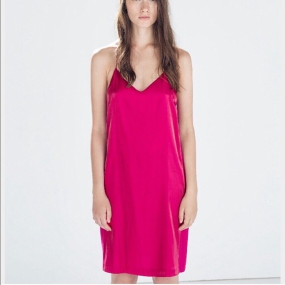 Zara magenta slip dress size large - Picture 2 of 11